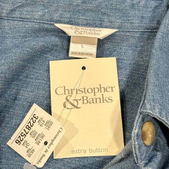 NWT CJ Banks Y2K Embroidered Denim Shirt Apples Basket Autumn Fall Womens Large - Picture 6 of 10